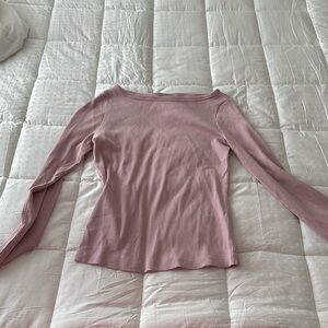 Light dusty rose long sleeve ribbed top